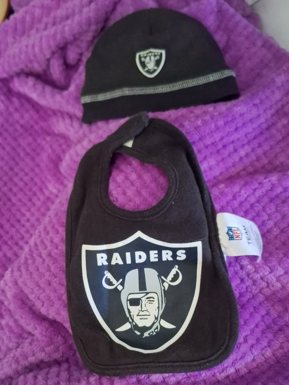 NFL Raiders Baby Bib and Beanie Set
